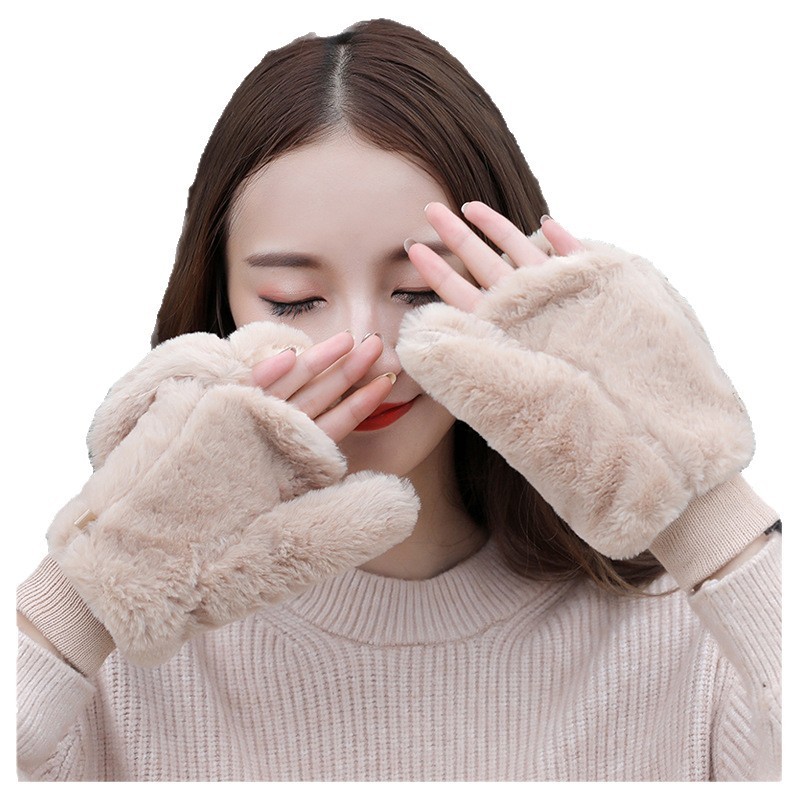 韓国版のぬいぐるみの純色の手袋はかわいいです。学生は保温して二重に厚くなります。|undefined