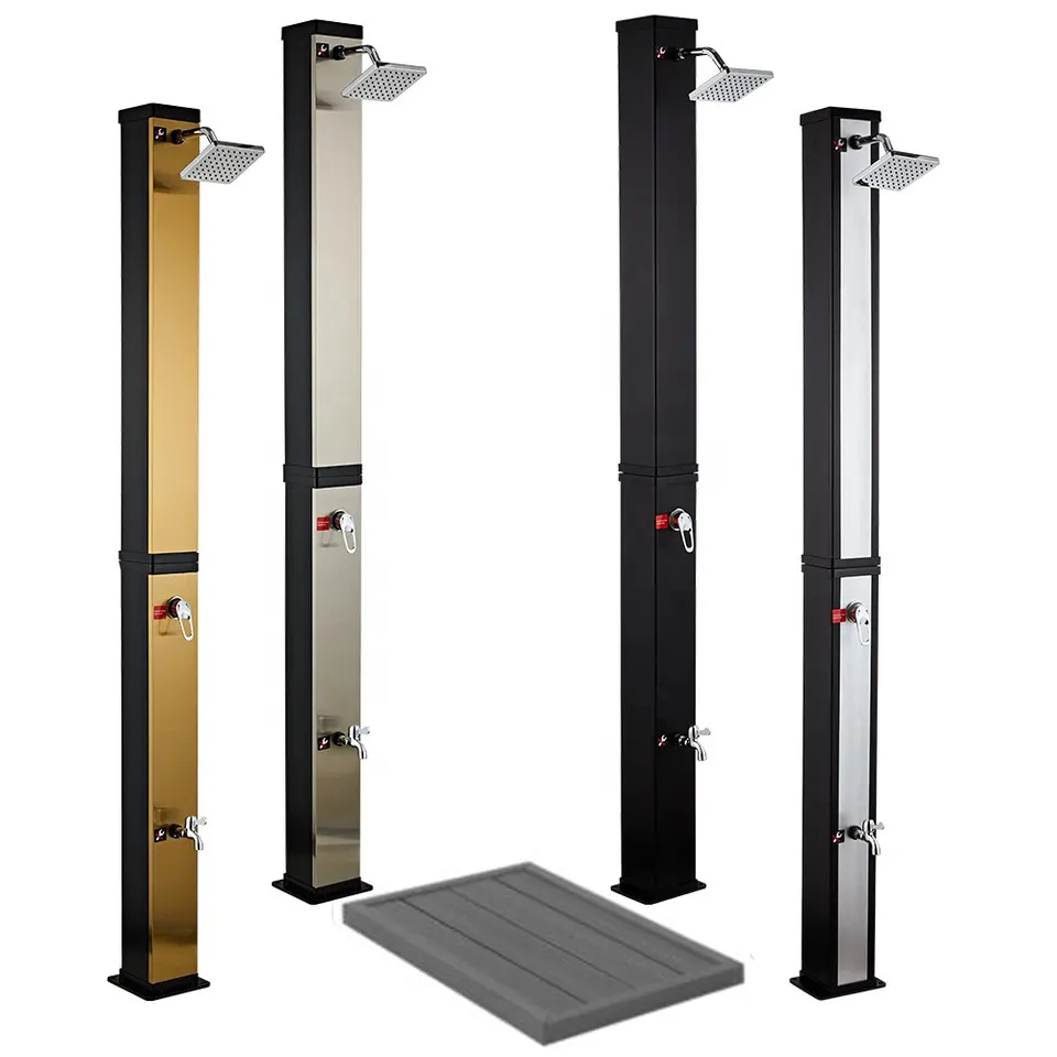 Wenzhou Kangrun 40L negro de gran capacidad cuadrada forma al aire libre europea columna de ducha tanque de agua piscina al aire libre ducha