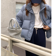 跨境新款羽绒服女短款新品宽松加厚保暖白鸭绒立领面包服冬季外套