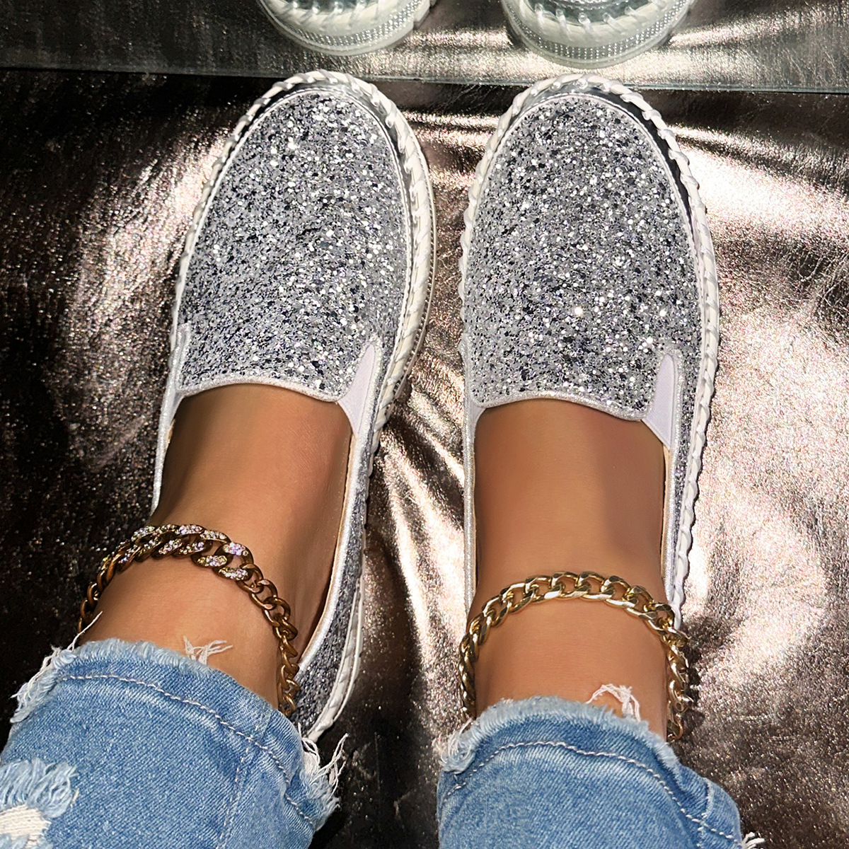 Women's plus Size Slip-On Loafers Flat Shoes Casual Spring Platform Flats_vogvips.com
