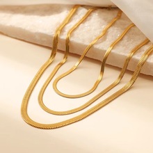 欧美时尚新款轻奢锁骨链 金色流行不锈钢项链2MM-6MM刀片链女批发