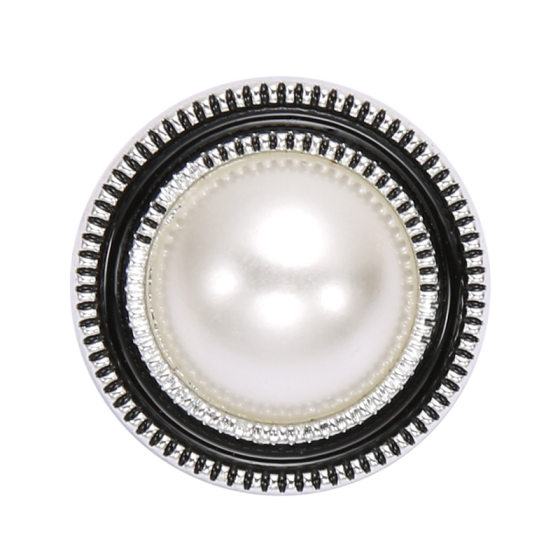 Plastic Double Pair Pearl Button Small Fragrant Style Diamond-encrusted Coat Sweater Decorative Buckle Combination Buckle Electroplated High Foot Button