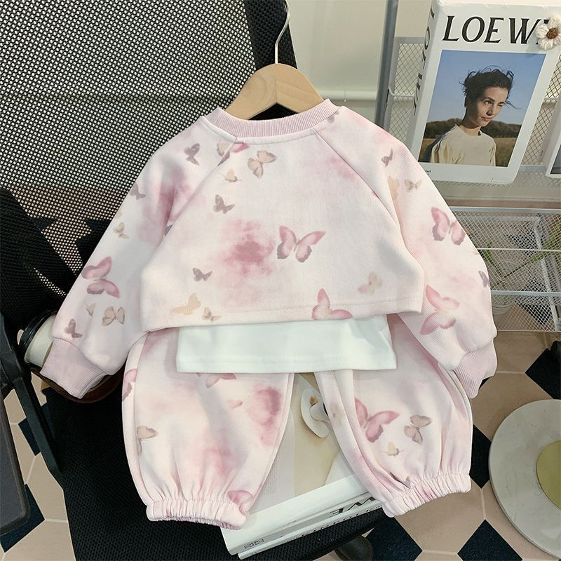 Trajes para niñas primavera y otoño 2024 nuevo estilo estilo occidental ropa de moda para niños ropa de bebé de tres piezas ropa de otoño para niños