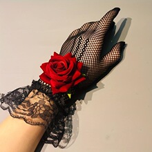 G 69430 Mesh Glove with Rose Lace Rhinestones ����õ����˿��