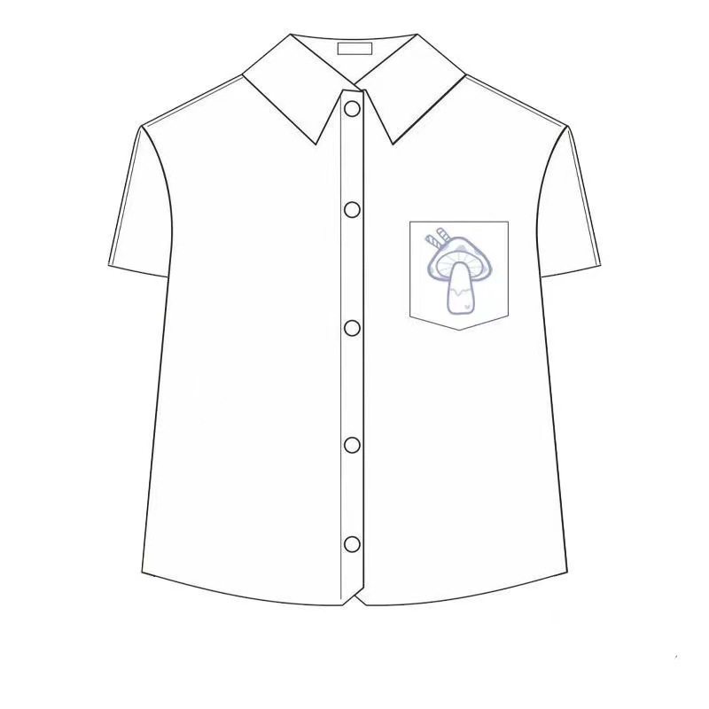 正版原创jk衬衫卡通刺绣长袖短袖秋冬季奶白色衬衣