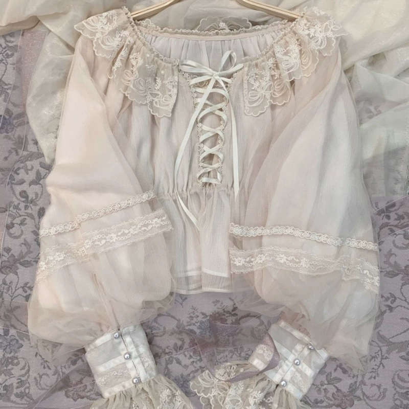 Рубашка, короткая молния фонарик? Lolita стиль, puff sleeves