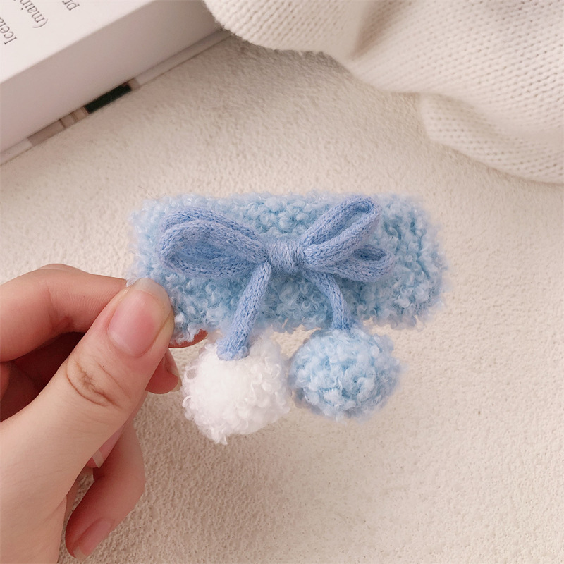 Diario de color ~ otoño y invierno arco pelusa pinzas de cabello para mujeres adorables lateral frises pinzas de cabello BB bola de cabello