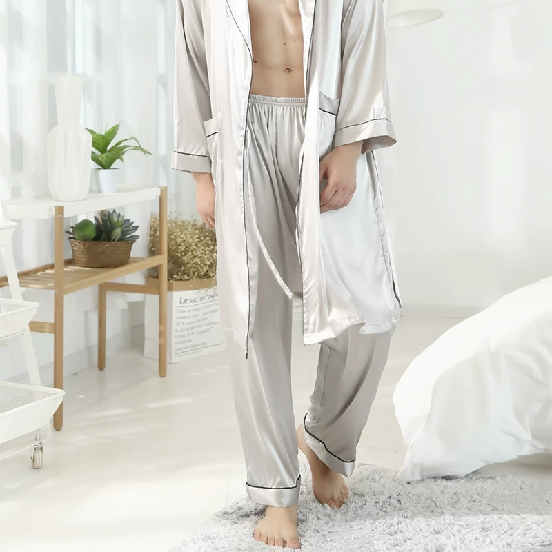 Пижама, мужской overall, летние шелковые брюки, оптом