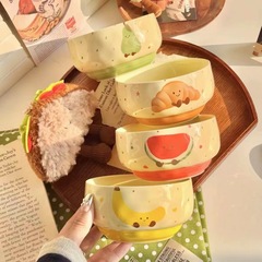 フルーツクロワッサンライスボウルインスタイルホームガールセラミックライスボウル釉下色2025新しいかわいい食器