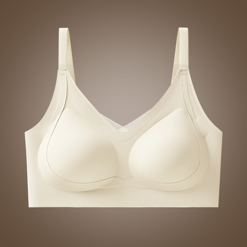 La nueva hermosa ropa interior de copa fija con lijado trasero, camisola sin costuras anti-flacidez, sujetador sin anillo de acero para mujer