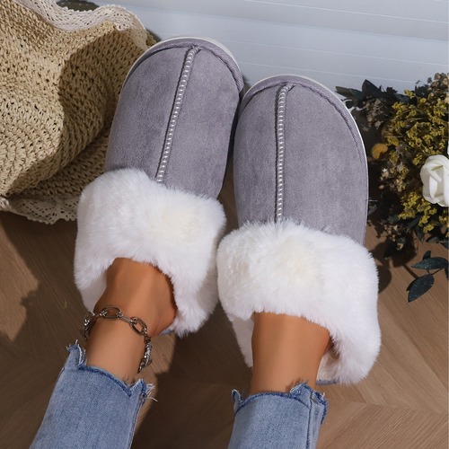 Women's Autumn/Winter Korean Style Fleece--lined Home Slippers with Hooded Design, Non-slip Indoor Home Slippers for Export and Cross-border Trade