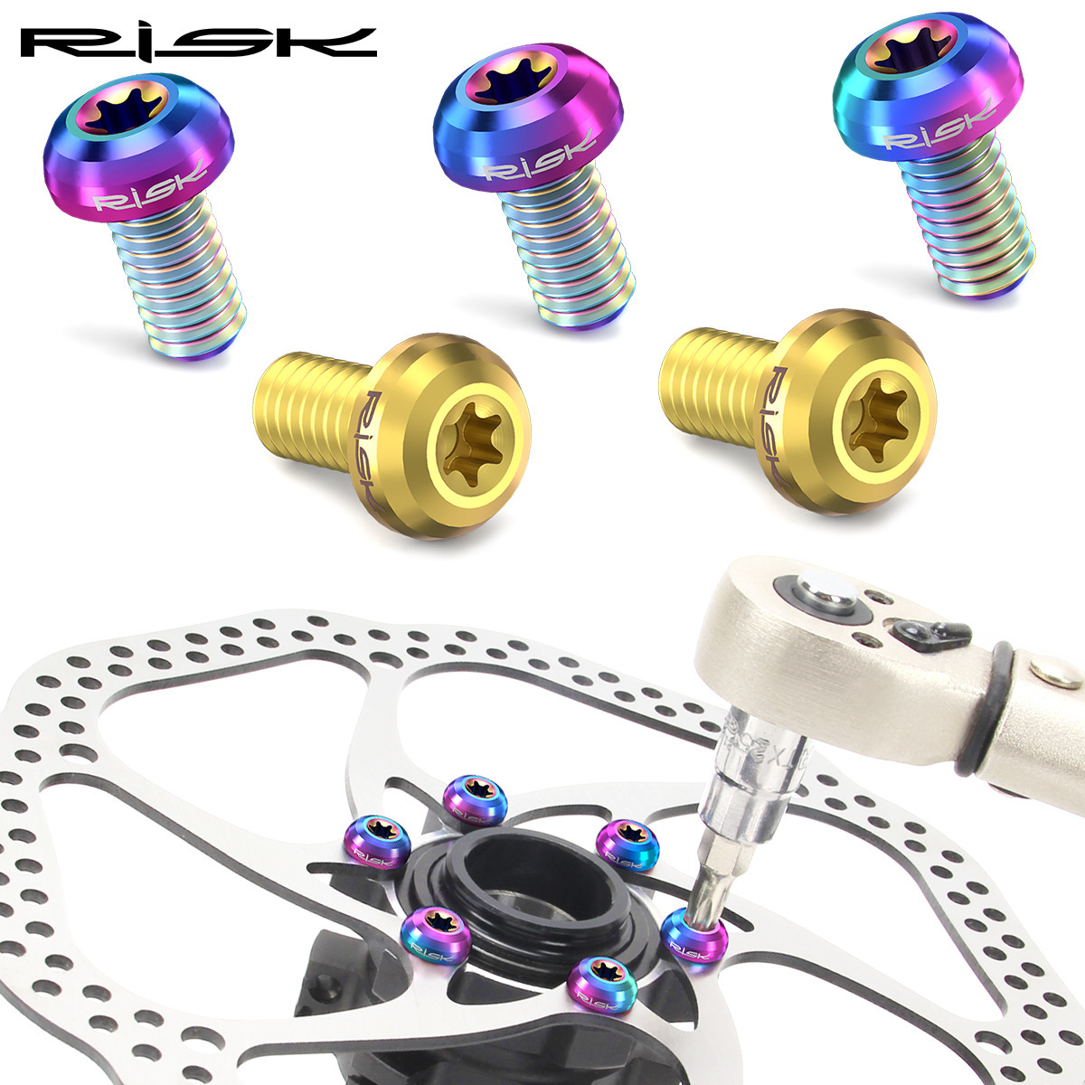 RISK mountain bike titanium alloy T25 disc screw M5x10 plum disc brake disc fixing screw