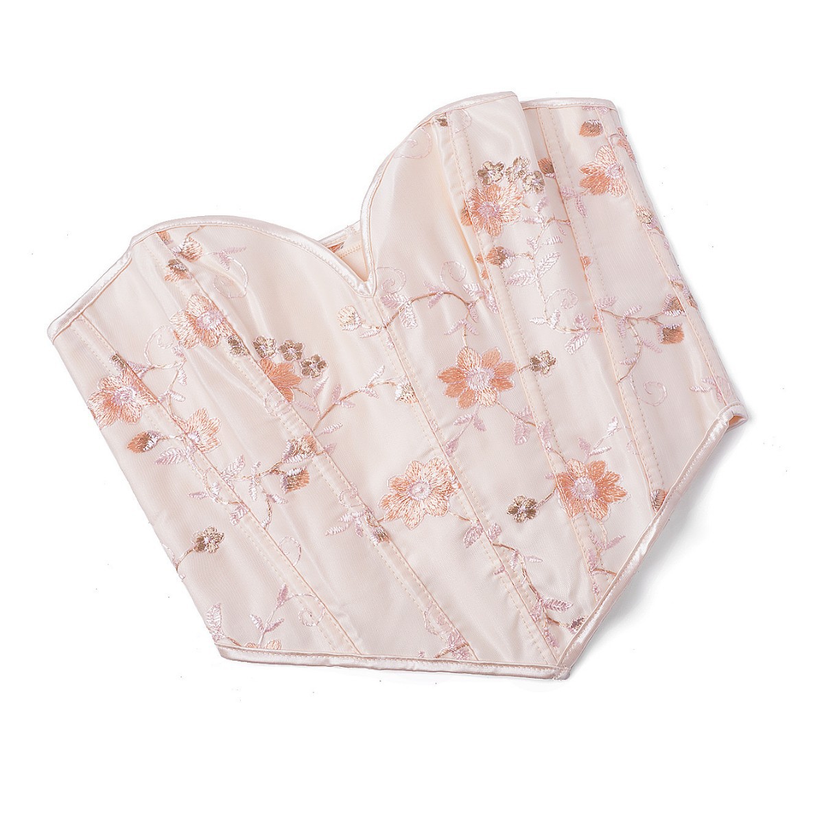 Albaricoque bordado patrón damas corsés top top squeezed chest bracelet corte hueso de pescado vestimenta exterior