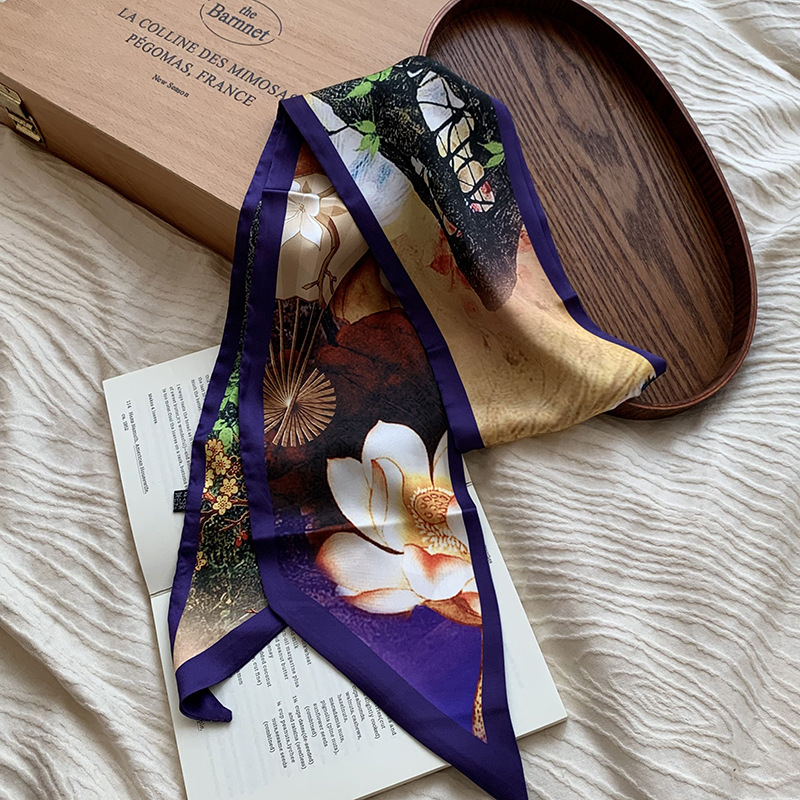 Bufanda de seda para mujer, tira larga, camisa a juego de moda de alta gama, bufanda estrecha, cinturón para el cabello atado, cinturón de cinta de bolsa atada de todo fósforo