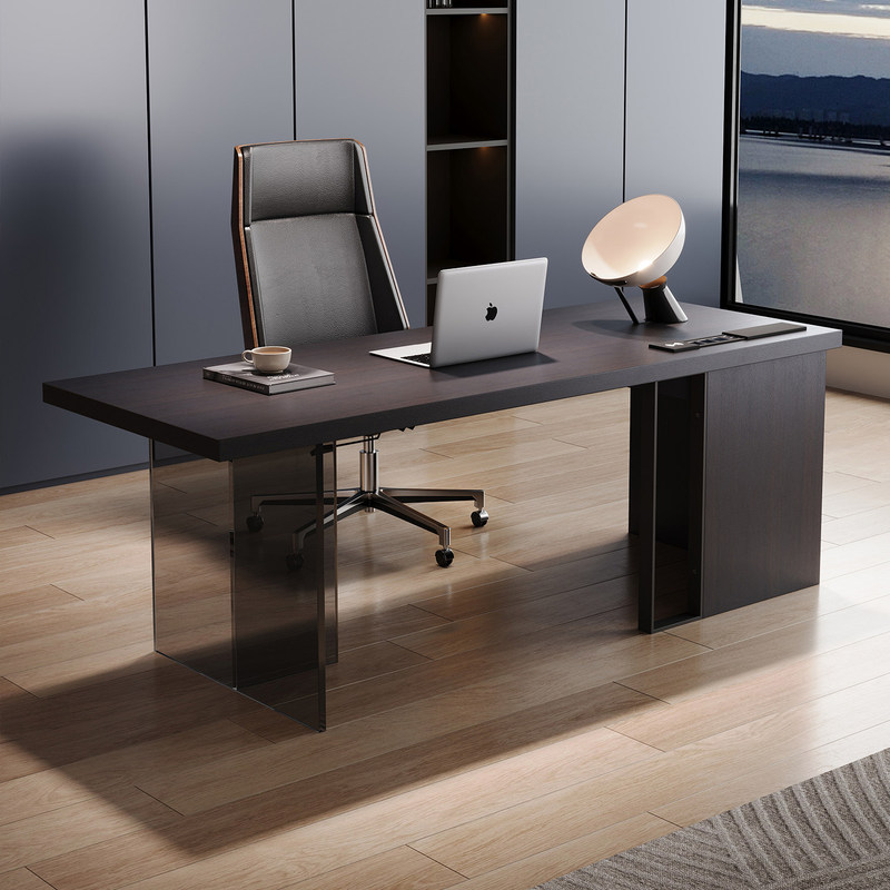 Italian minimalist designer computer desk, acrylic solid wood desk for home study and living room, light luxury office desk Italian minimalist designer computer desk, acrylic solid wood desk for home study and living room, light luxury office desk