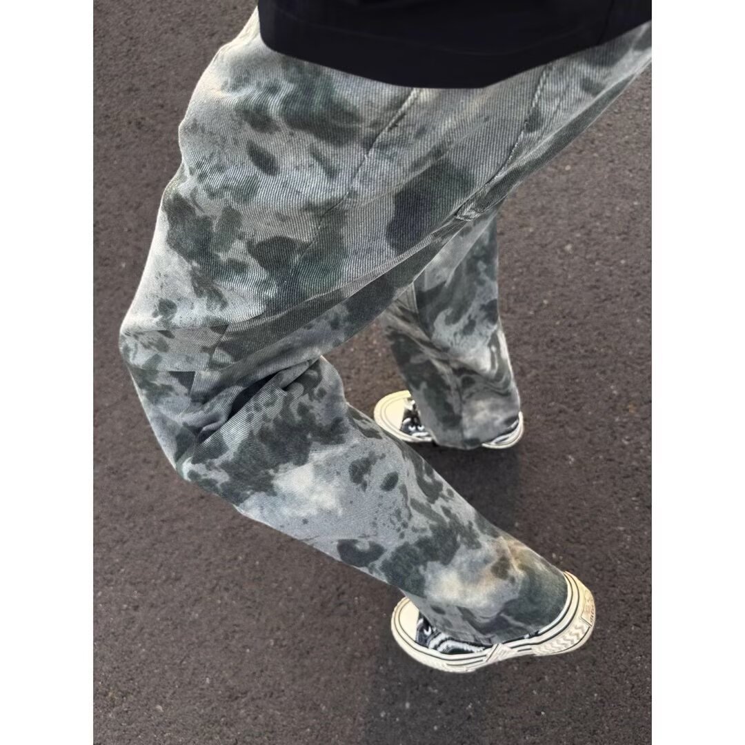 Japón retro gradiente nicho jeans para hombres primavera y otoño nuevo diseño de la calle alta sensación de pantalones rectos