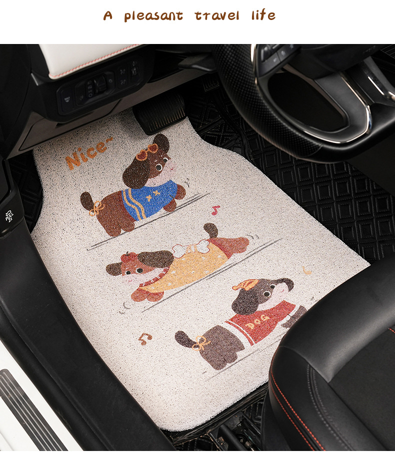 Blue Rain's New Car Floor Mats, Creative Cartoon Puppy Silk Loop Floor Mats, Easy to Care For, Can Be Cut, Wholesale Car Floor Mats