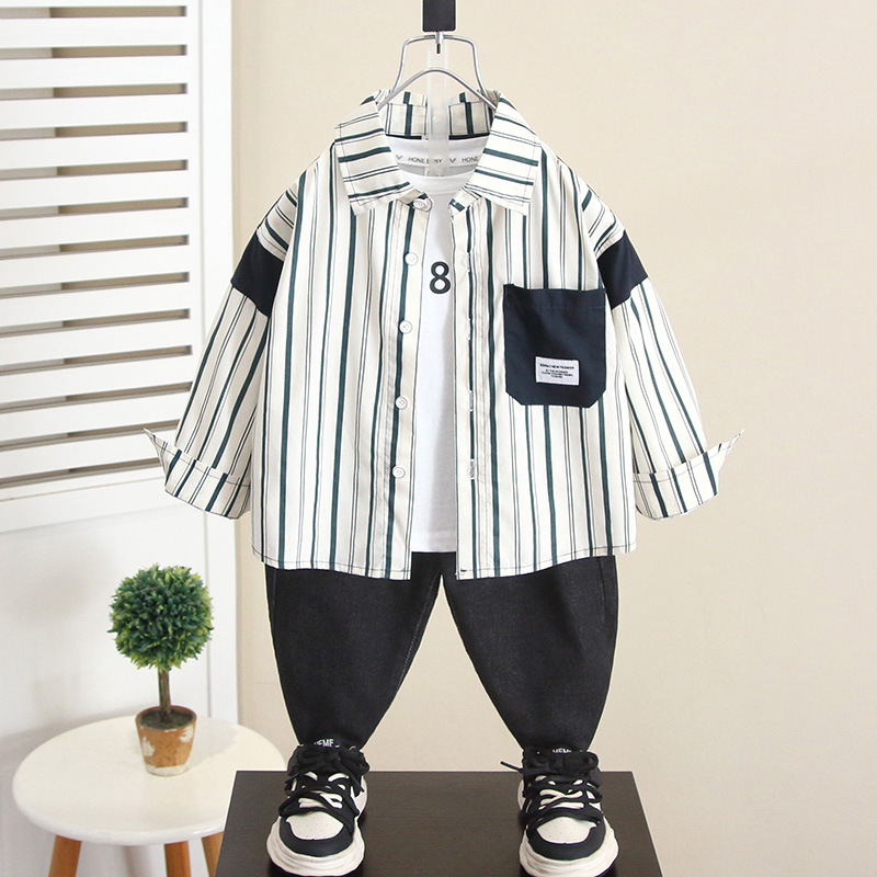 6240 Camisa de manga larga para niños Primavera y otoño Camisa de calle frita fresca y guapa 2025 nuevo abrigo de otoño para bebé niño