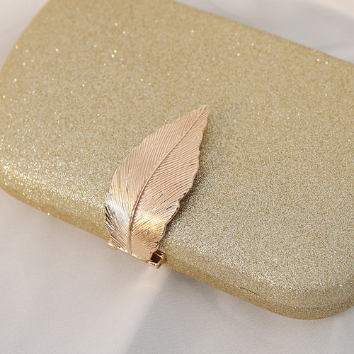 Cross-border 2024 new style dinner bag metal leaf box bag small square bag banquet dress clutch bag small clutch bag for women