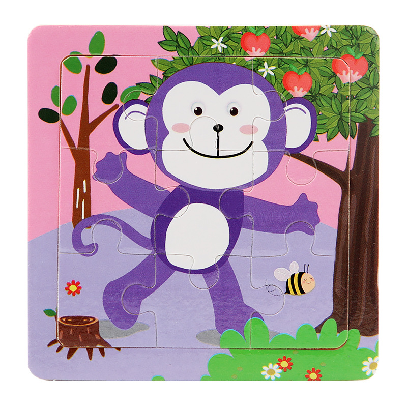 Puzzle infantil de madera mini 9 piezas puzzle puzzle puzzle animal de color pensamiento puzzle juguetes puzzle puzzle