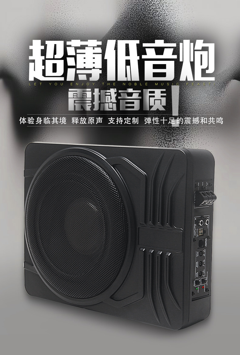 Cross-Border Direct Supply 10inch Spider Car Audio High-Power Active Mini Subwoofer Ultra-Thin Car Subwoofer Source Factory