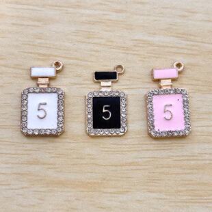 Alloy drop oil perfume bottle pendant classic diamond perfume bottle accessories hole shoes beauty material necklace pendant