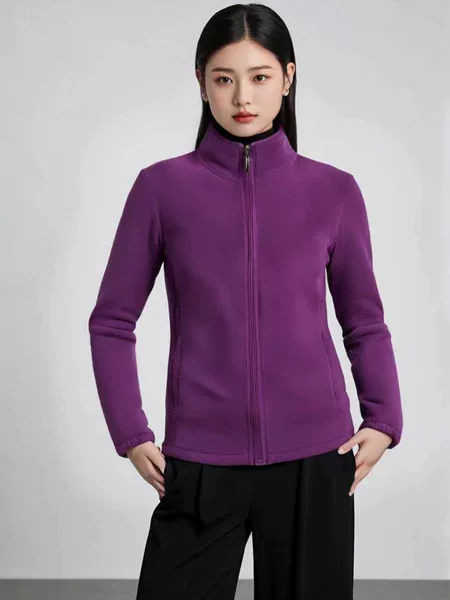 Manufacturer's New Stand-Up Collar Fleece Women's Jacket, Warm Fleece Clothing for Spring, Autumn, and Winter, Suitable for Sports, Outdoor, and Casual Wear