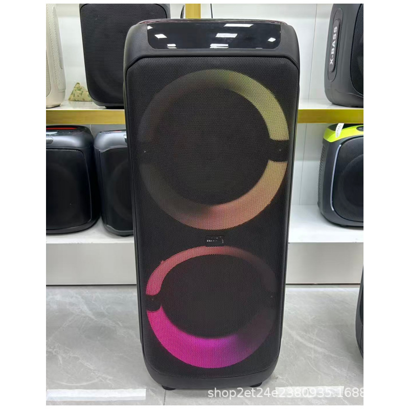caja de fiesta fábrica personalizada doble 8 pulgadas 60w / 80w comercio exterior altavoces Bluetooth inalámbricos RGB iluminación y sonido