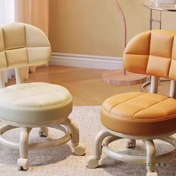 Swivel Stool with Wheels for Home Use, Low Stool with Casters, Children's Stool, Small Chair with Wheels, Mobile Round Stool, Living Room Sofa Stool