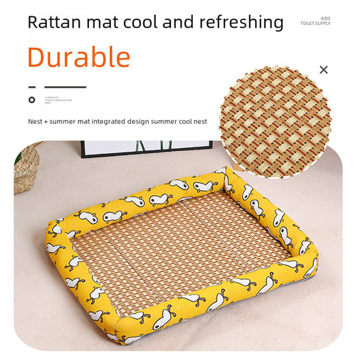 Pet Cooling Mat Four-Season Universal Dog Bed Mat Anti-Slip Durable Flax Square Dog Bed Woven Mat Wholesale