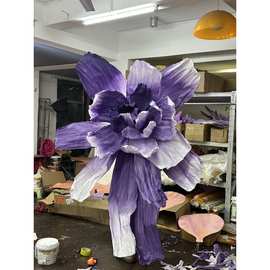 DIY巨型纸艺花婚礼布置舞台背景装饰橱窗巨型仿真花艺紫色美塑花