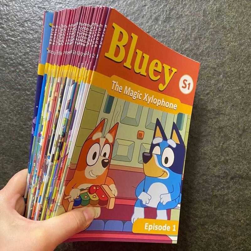 Bluey Bluey Dialogue Book Season 1 and Season 2 Complete Set of 52 Volumes Children's English Enlightenment Cartoon Stories