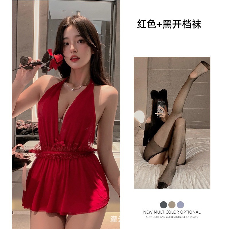 마룬 + 블랙 가랑이 없는 양말