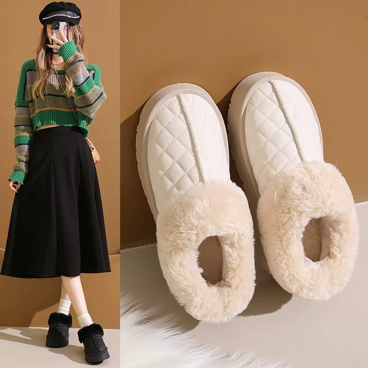 Keep warm fleece non-slip low boots platform, shoes