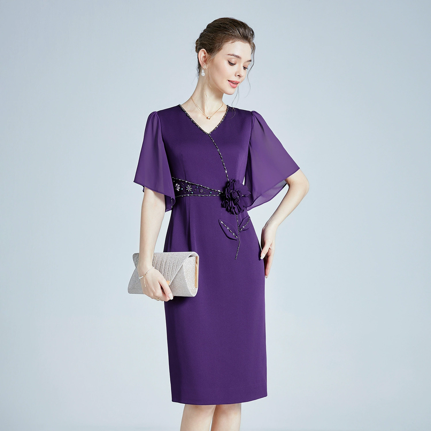 Бренд Шэньчжэнь свадебный банкет средних лет мода платье новый плюс Размер Банкетный заказ бисер красный мать платье один кусок доставки