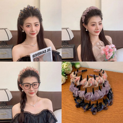 [カラフルなグラデーション] スーパーフェアリープリーツメッシュウェーブヘッドバンド女性用夏用歯付き滑り止め高頭蓋ヘッドバンド