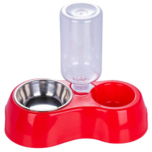 Pet life supplies dog bowl automatic water storage plastic stainless steel bowl small dog cat cat bowl supplies wholesale