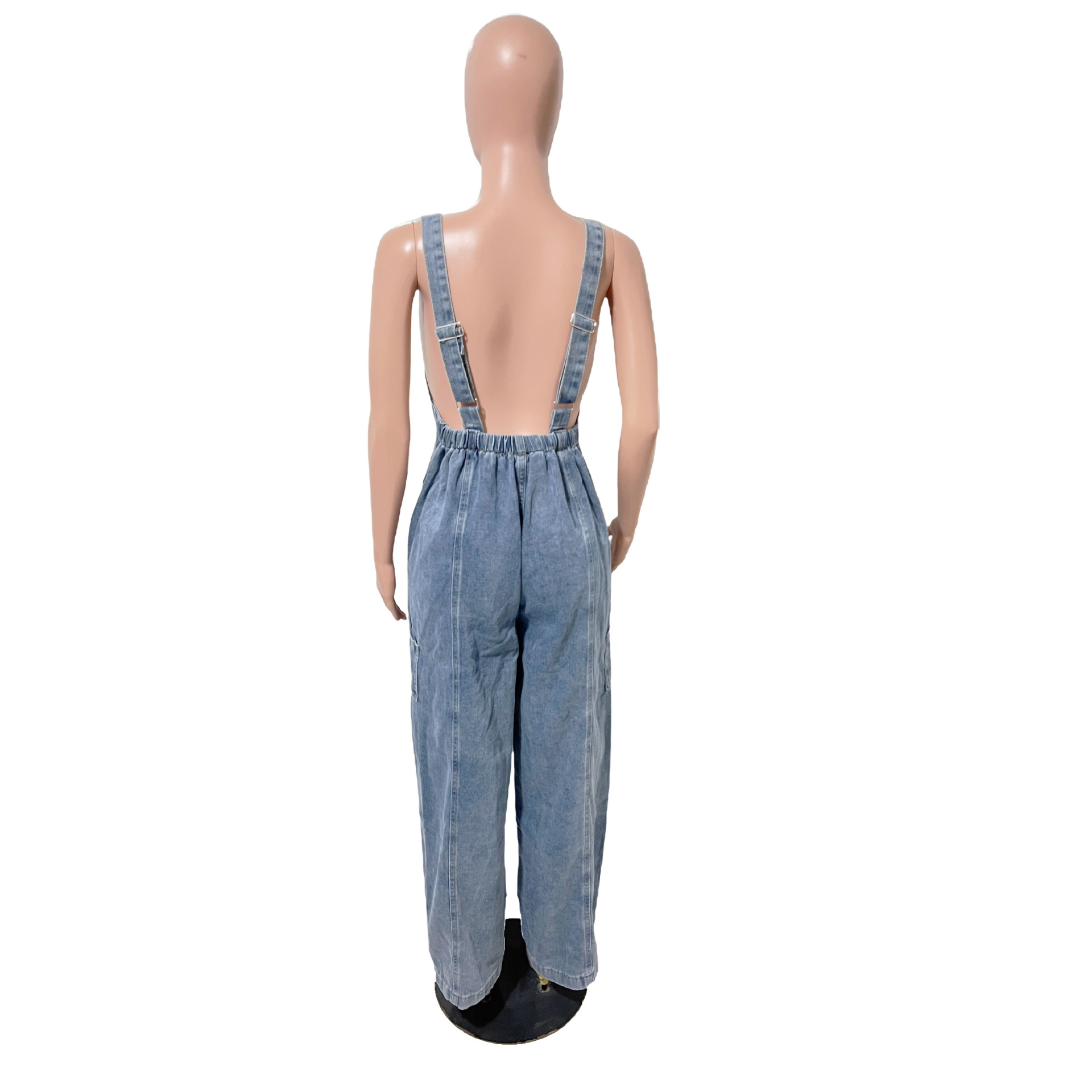 Dam denim jumpsuit med vida ben i amerikansk stil_voghion.com