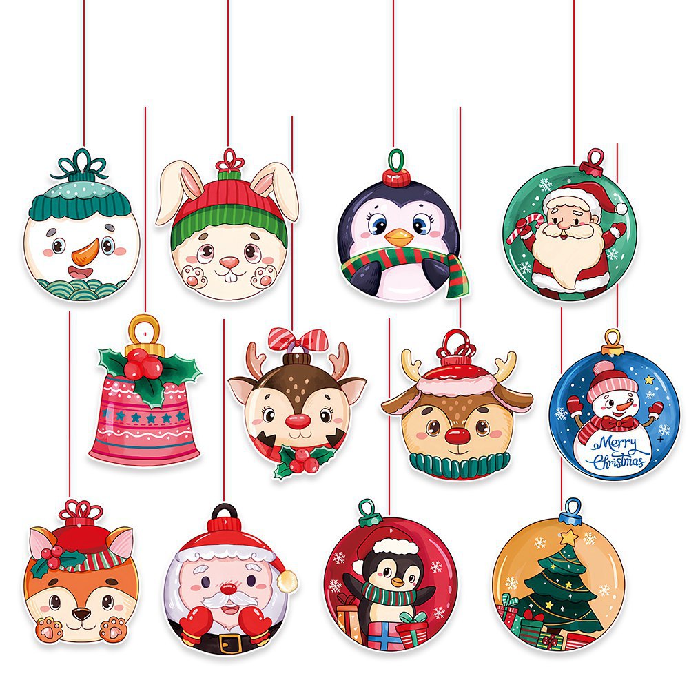 Nuevos productos transfronterizos Decoración navideña Colgante de dibujos animados Decoración de atmósfera de etiqueta de techo de fiesta navideña