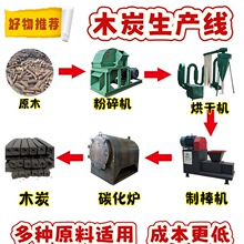 小型卧式炭化炉木材竹子原木碳化设备卧式干馏制无烟木炭机生产线