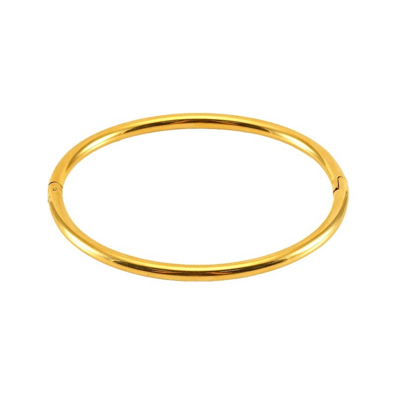 Pulsera de acero de titanio ovalada de oro simple nicho todo partido pulsera de acero inoxidable no se desvanece transfronteriza europea y americana joyería al por mayor