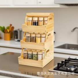 跨境木质厨房置物架多层蔬菜水果储物筐调料置物架饮料零食储物架