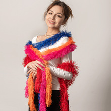 新款加粗仿真羽毛人造羽毛条拉花彩带彩条成人表演羽毛围巾装饰品