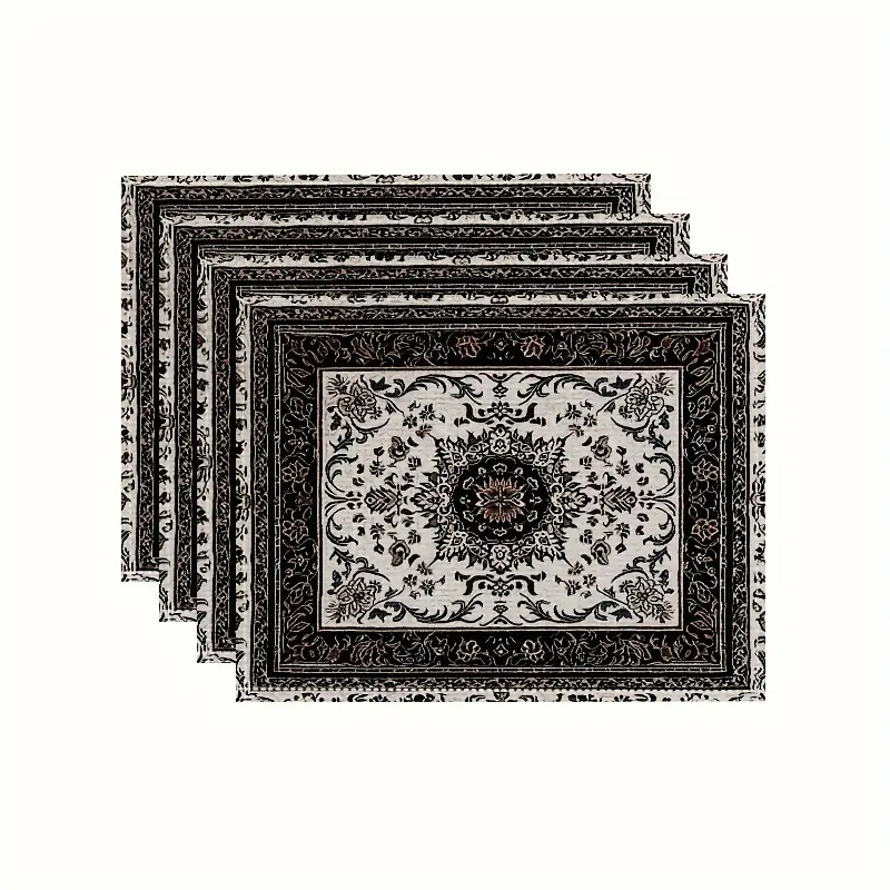 Manteles individuales navideños de lino estampado, decoración de mesa resistente al calor