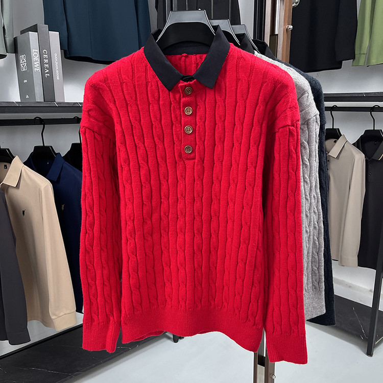 Suéter de hombre de torsión transfronterizo hombre de cuello medio alto delgado overhead casual otoño y invierno nueva moda de ropa de hombre camiseta de punto