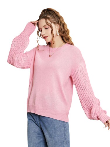 Self-developed spring and autumn loose Japanese round neck retro knitted sweater long sleeves