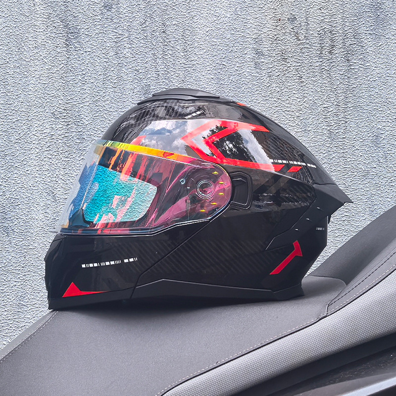 LVS3C certificado casco de motocicleta estándar nacional para hombres y mujeres casco de cara a cara casco de locomotora de verano seguridad general de cuatro estaciones