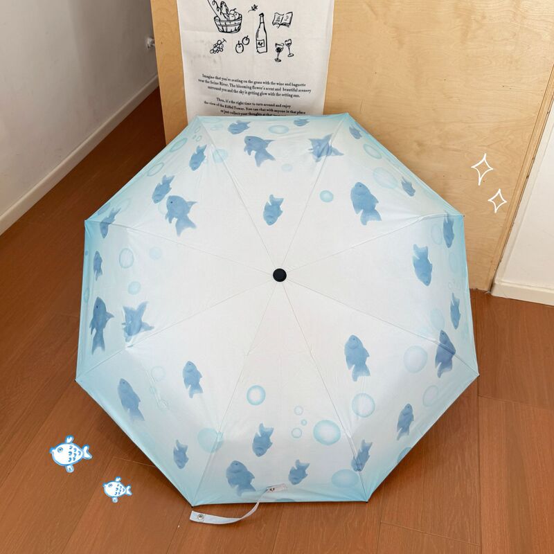 时尚水族馆联名透明雨伞坚固抗风轻量高颜值小巧便携折叠水母伞女|undefined