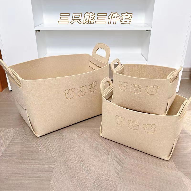 卸売フェルト収納バスケットスナックおもちゃ化粧品デスクトップ収納と整理折りたたみクマフェルト収納バスケット|undefined