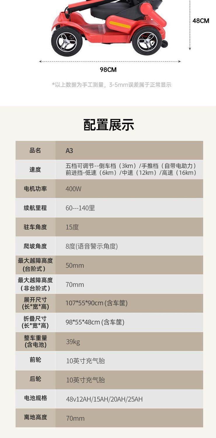 New Model of Electric Four-Wheeler for the Elderly, High-End Small Household Electric Scooter for the Elderly, Foldable Electric Scooter for the Disabled